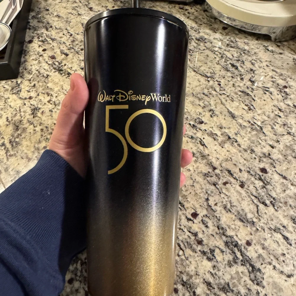 Starbucks Black and Gold Tumbler WDW 50th Anniversary